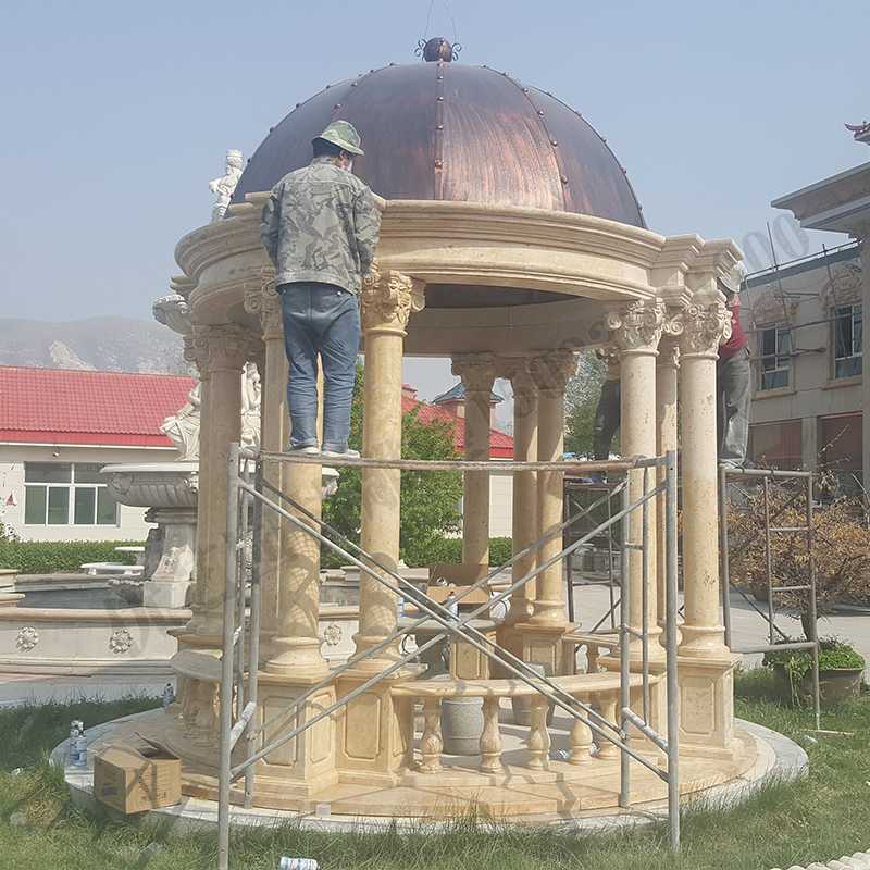 歐式大理石涼亭，石雕柱子亭子，石材景觀涼亭