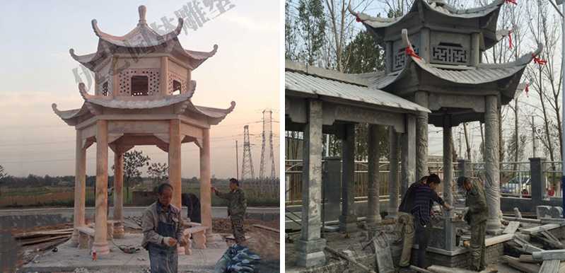 中式大理石涼亭安裝，石雕景觀亭子工廠，中式?jīng)鐾S家