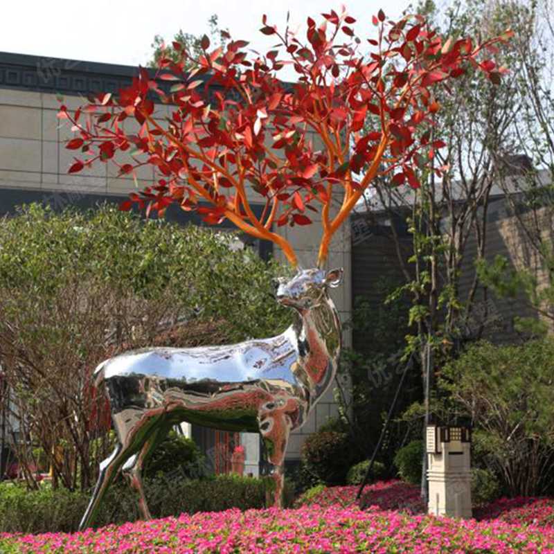 不銹鋼鹿，不銹鋼雕塑，不銹鋼鹿定制