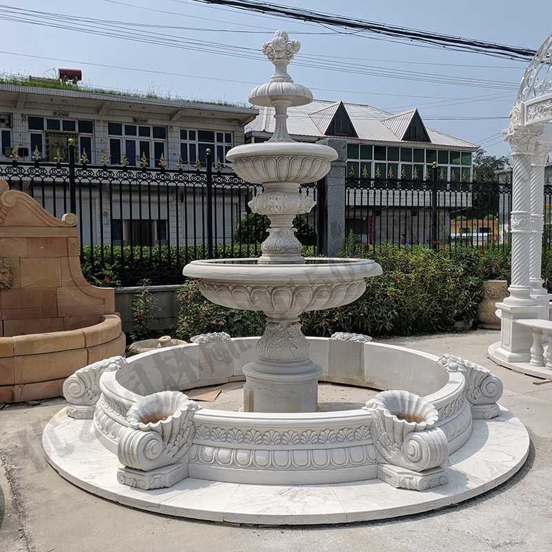 景觀噴泉定制，園林石雕噴泉，大理石噴泉