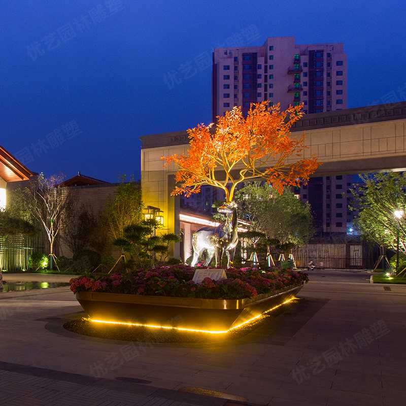 不銹鋼鹿，不銹鋼雕塑廠家，定制不銹鋼雕塑