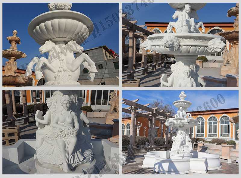 大理石噴泉，歐式人物動物噴泉，室外景觀噴泉定制