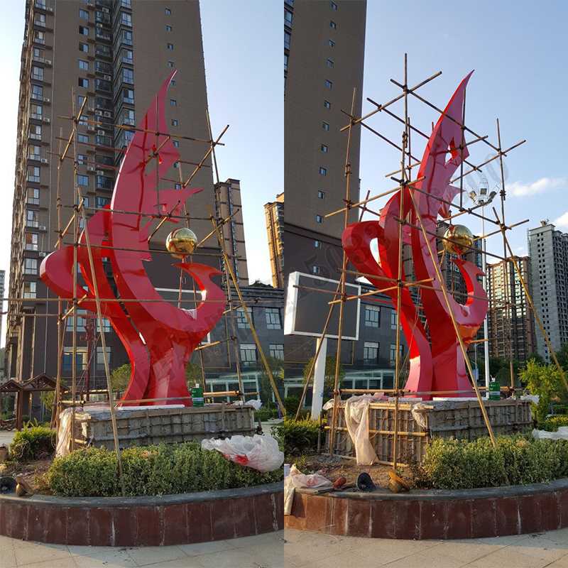大型不銹鋼景觀雕塑，室外大型景觀雕塑，廣場(chǎng)不銹鋼標(biāo)志