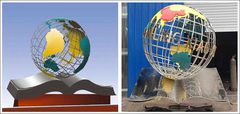 不銹鋼地球，景觀地球雕塑，學(xué)校地球儀擺件